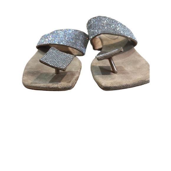 Jeffrey Campbell SquareToe Embellished Rhinestone Jeweled Sandals Womens Size 7 - Picture 1 of 10